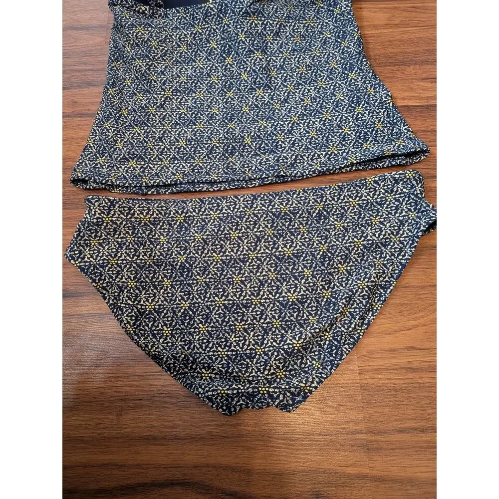 Bond-eye Australia Nip Tuck Tankini Swimsuit Set Size 10 Navy Gold Floral